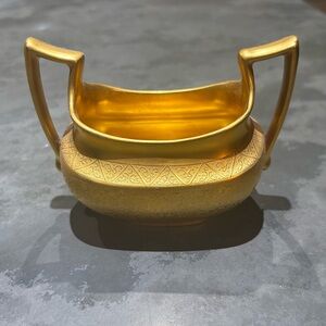 Antique Paul Miller Selb Bavarian sugar cube bowl with 18K gold glaze